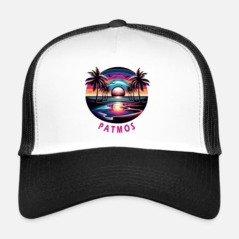 Patmos Greece vacation beach sunset Trucker Cap