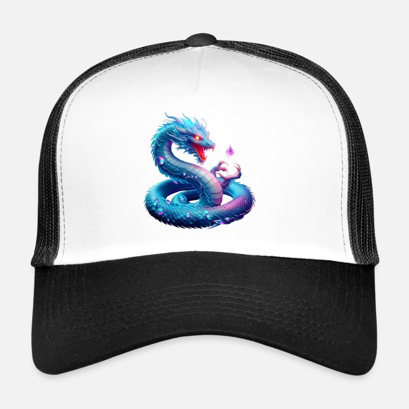 Drache (03) - Trucker Cap - Weiß/Schwarz