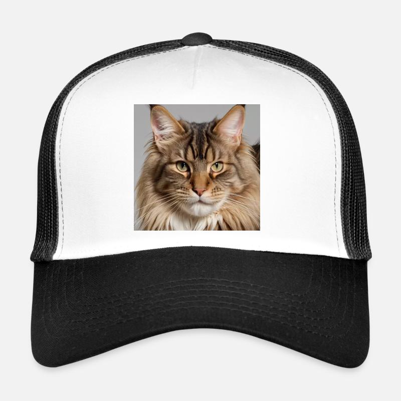 Maine Coon, die Raubkatze - Trucker Cap - Weiß/Schwarz