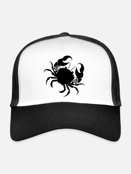Signe du zodiaque signe image Cancer - Casquette trucker  - blanc/noir - Devant