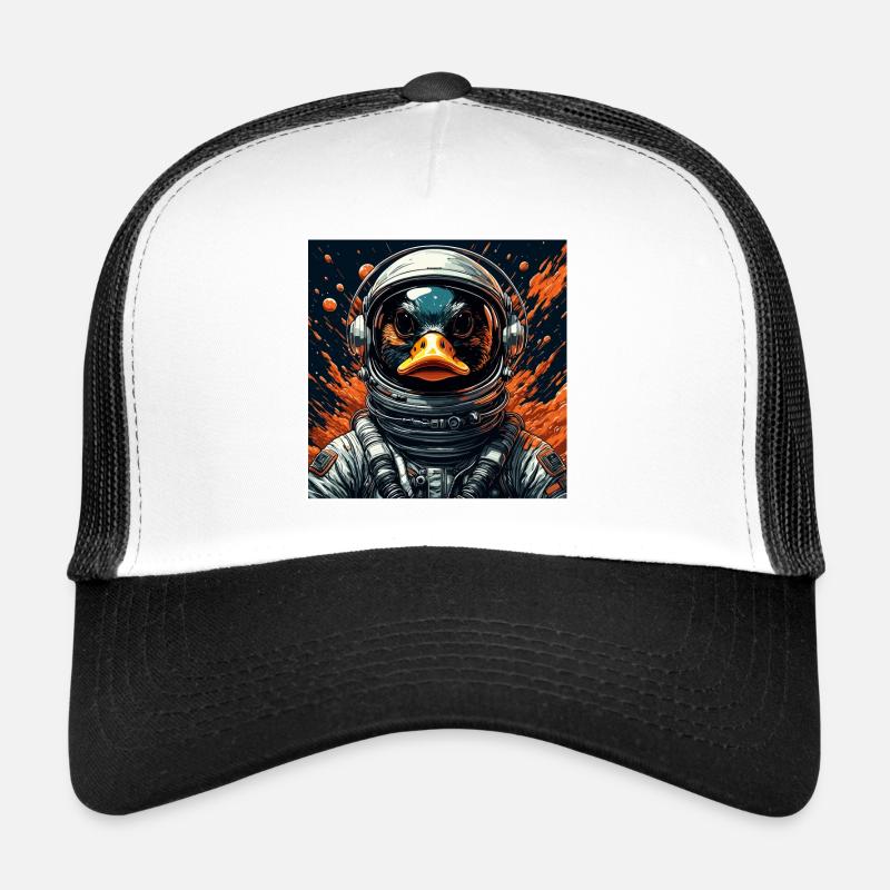 Astronaute / Espace / Animal / Canard / Vaisseau spatial - Casquette trucker  - blanc/noir
