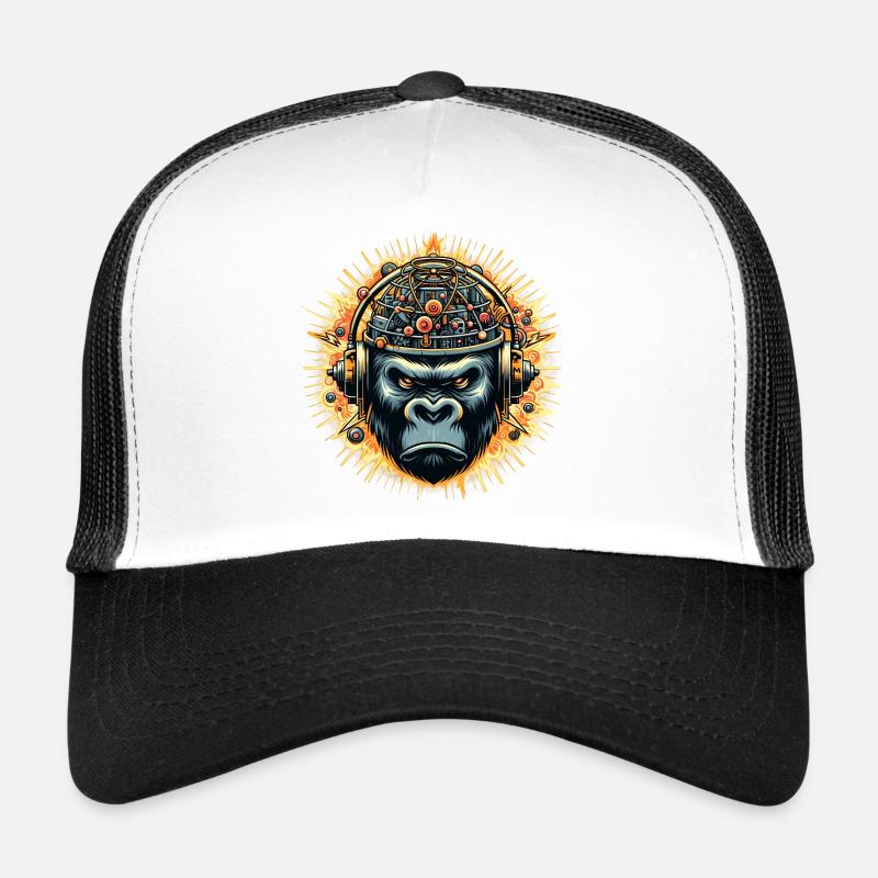 Gorilla-Cybersound mit Techno-Kopf Trucker Cap
