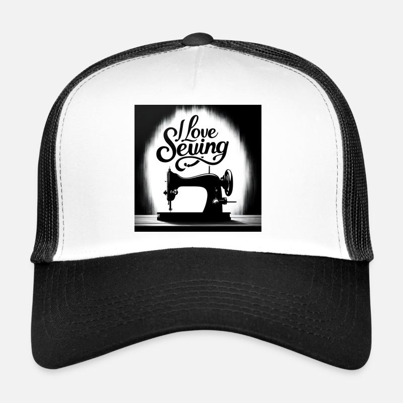 Amour de la couture et machine à coudre - Casquette trucker  - blanc/noir
