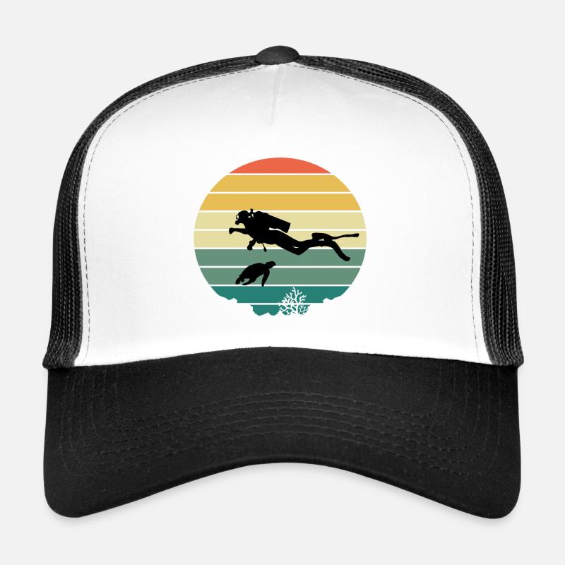 Diver and turtle Trucker Cap