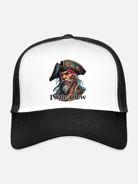 Pirate / Ahoy / Anchor / Captain / Skull / Rum - Trucker Cap - white/black - Front