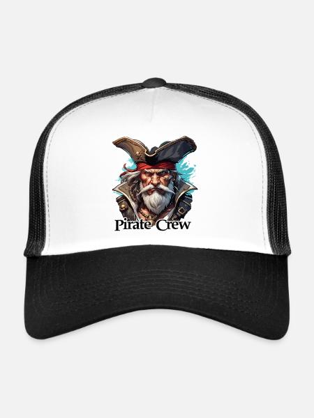 Pirate / Ahoy / Anchor / Captain / Skull / Rum - Trucker Cap - white/black - Front