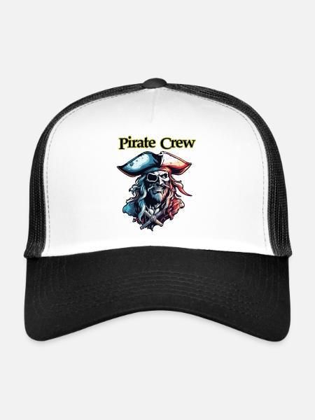 Pirate / Ahoy / Anchor / Captain / Skull / Rum - Trucker Cap - white/black - Front