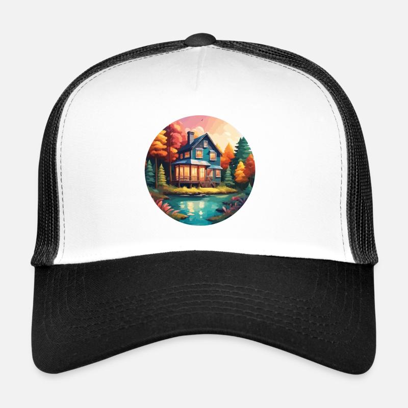 Maison / Cabane / Lac / Montagne / Nature / Forêt Casquette trucker 
