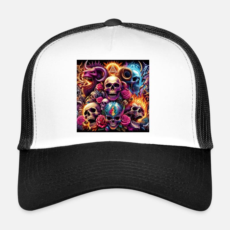 Totenköpfe, Farben und Blumen Trucker Cap