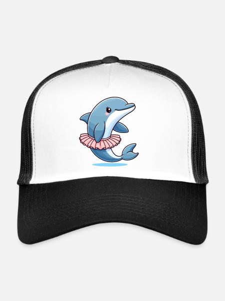 Balletic Dolphin: Graceful Waves - Trucker Cap - white/black - Front