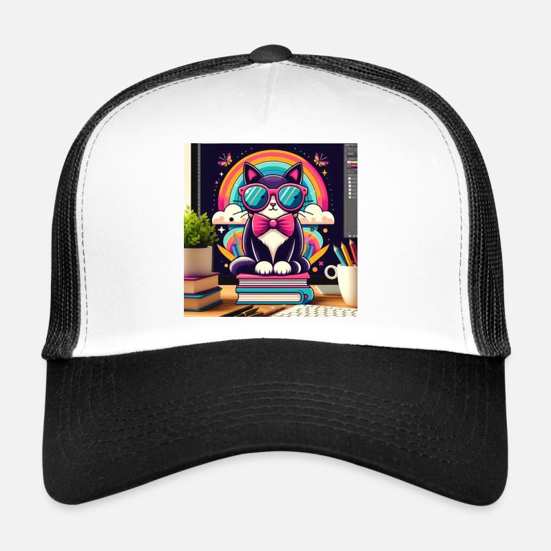 Fleißige Katze mit Brille Trucker Cap
