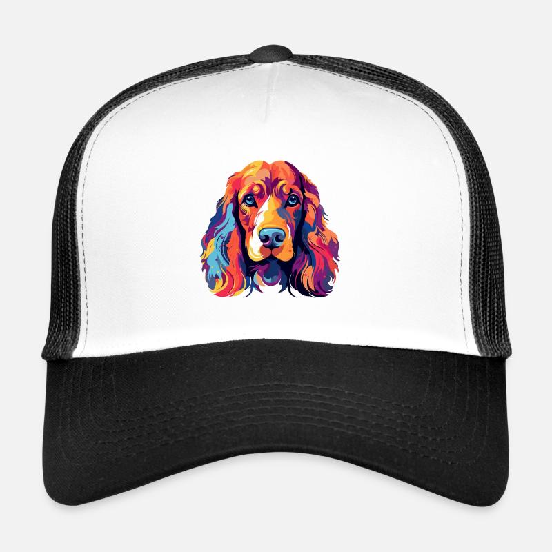 Cocker Spaniel Hunderasse Aquarell Karikatur Kawaii - Trucker Cap - Weiß/Schwarz