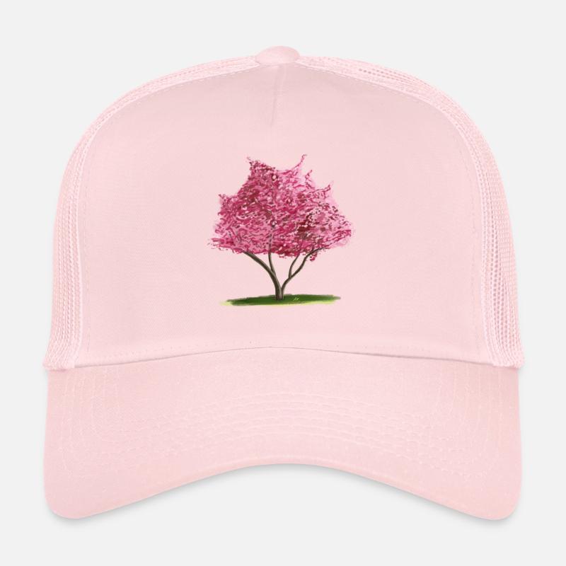 Cherry Sakura Pink Floral Tree Trucker Cap