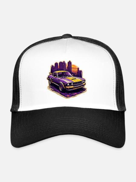 Car / Vehicle / Passenger Car / Mobile / Old Timer / Driving - Trucker Cap - white/black - Front