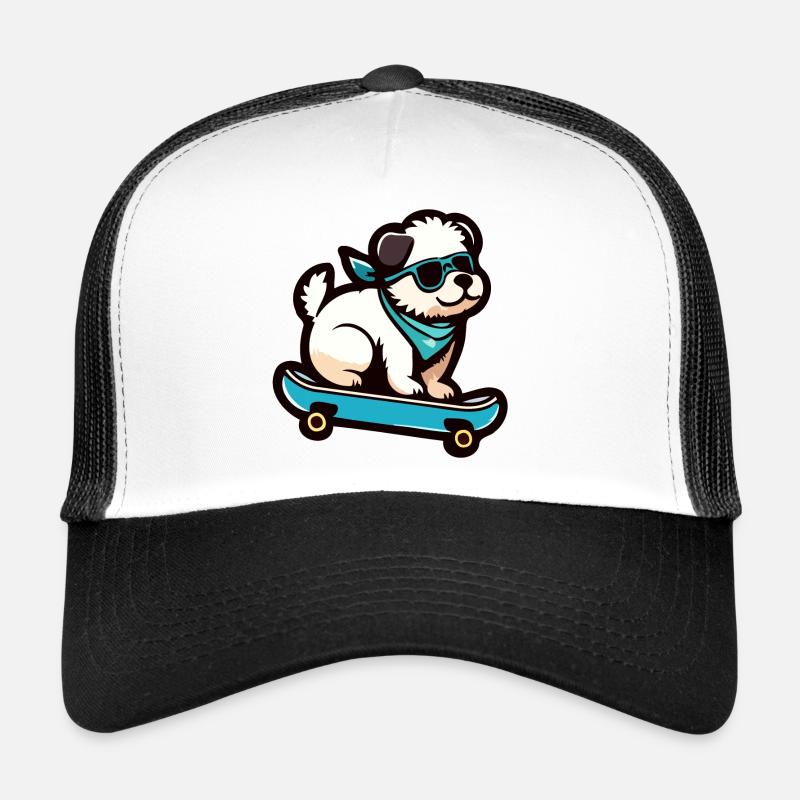Pup on Wheels: The Skateboarding Canine Trucker Cap