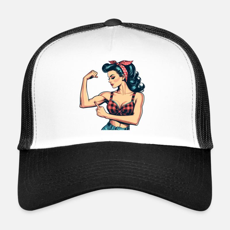 Strength strong woman rockabilly biceps gift Trucker Cap
