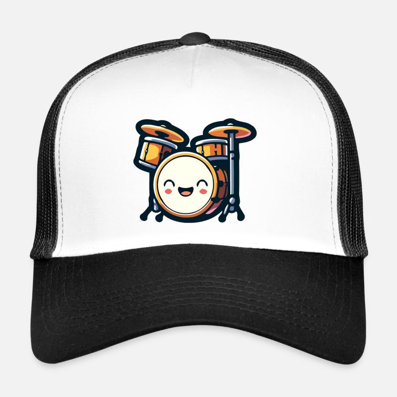 Rhythmic Rumble: The Drum Set Delight - Trucker Cap - white/black