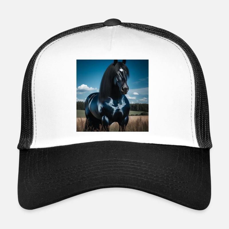 Puissant cheval noir Casquette trucker 