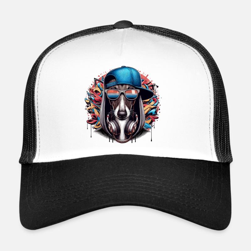 Cadeau de graffiti de chien Greyhound Gangsta Casquette trucker 
