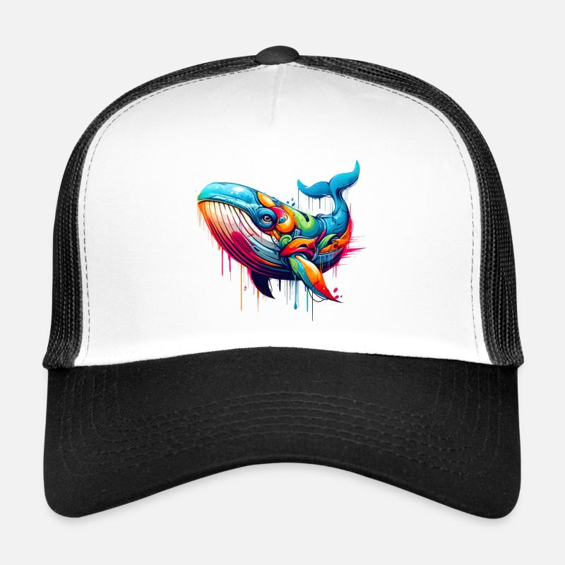 Lebendiges Motiv eines Wals in Graffiti-Technik Trucker Cap