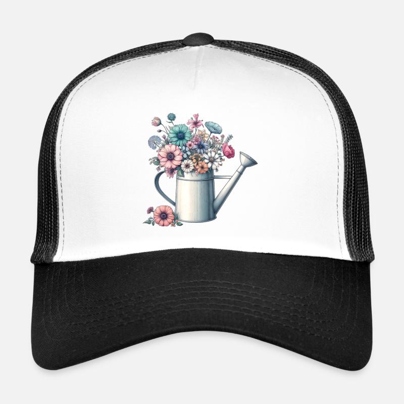 Arrosoir, luxuriant rempli de fleurs aux couleurs pastel Casquette trucker 