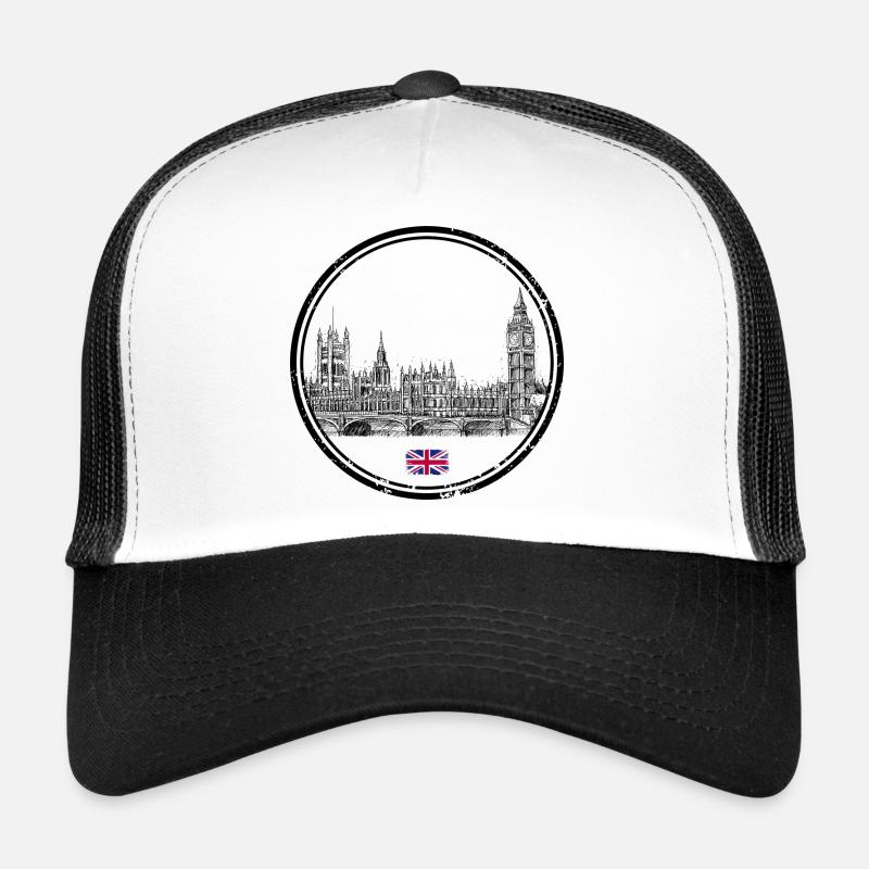 Tiny Union Jack Accent on Black Trucker Cap