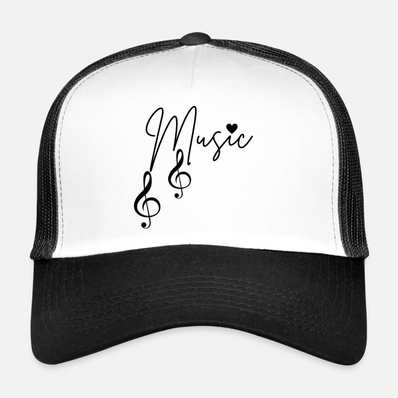 Notes de musique - Casquette trucker  - blanc/noir