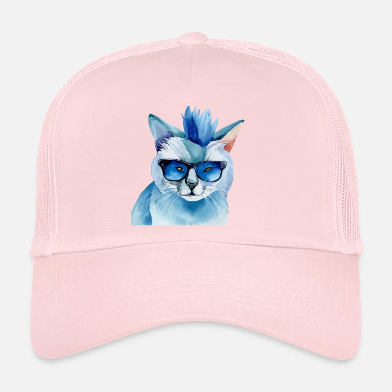 Punk Rock Cat with Sunglasses Gift Idea Trucker Cap