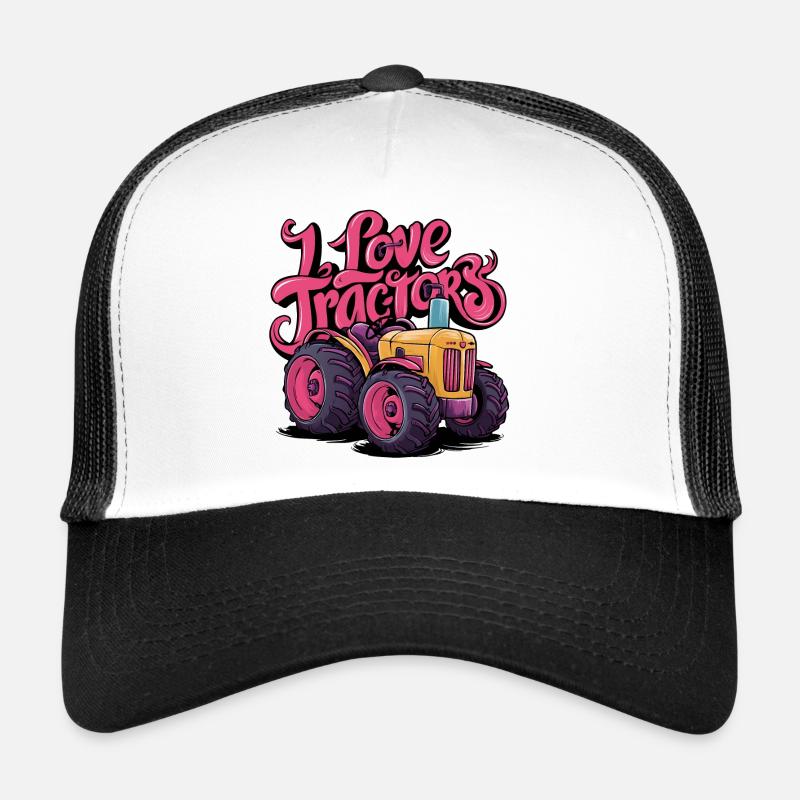 Ich liebe Traktoren cooler Traktor dicke Reifen - Trucker Cap - Weiß/Schwarz