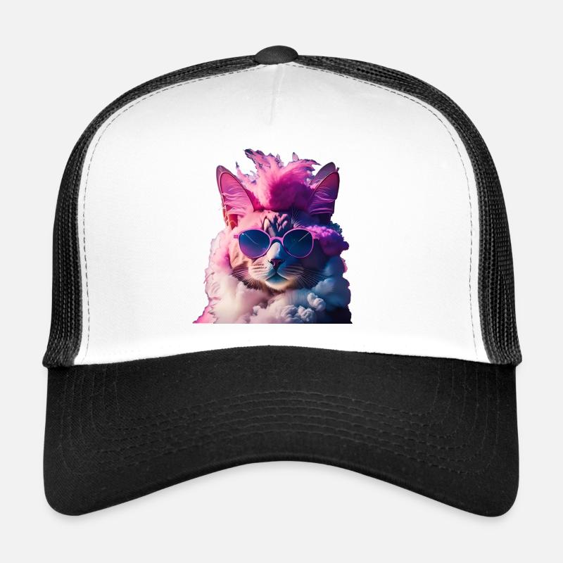 Bunte Katze mit Irokesenschnitt Geschenkidee Trucker Cap