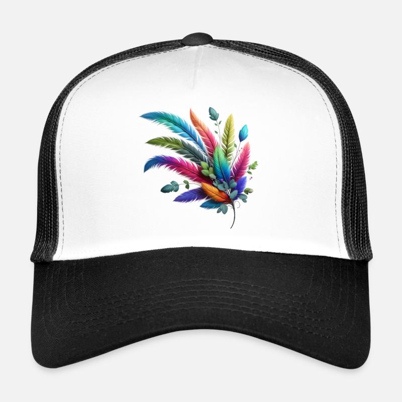 Farbenfrohe Federn. Lebendig und detailreiche Trucker Cap