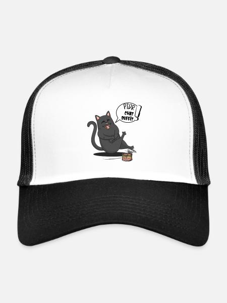Le Chat Cartoon Mort de rire (mdr) - Casquette trucker  - blanc/noir - Devant