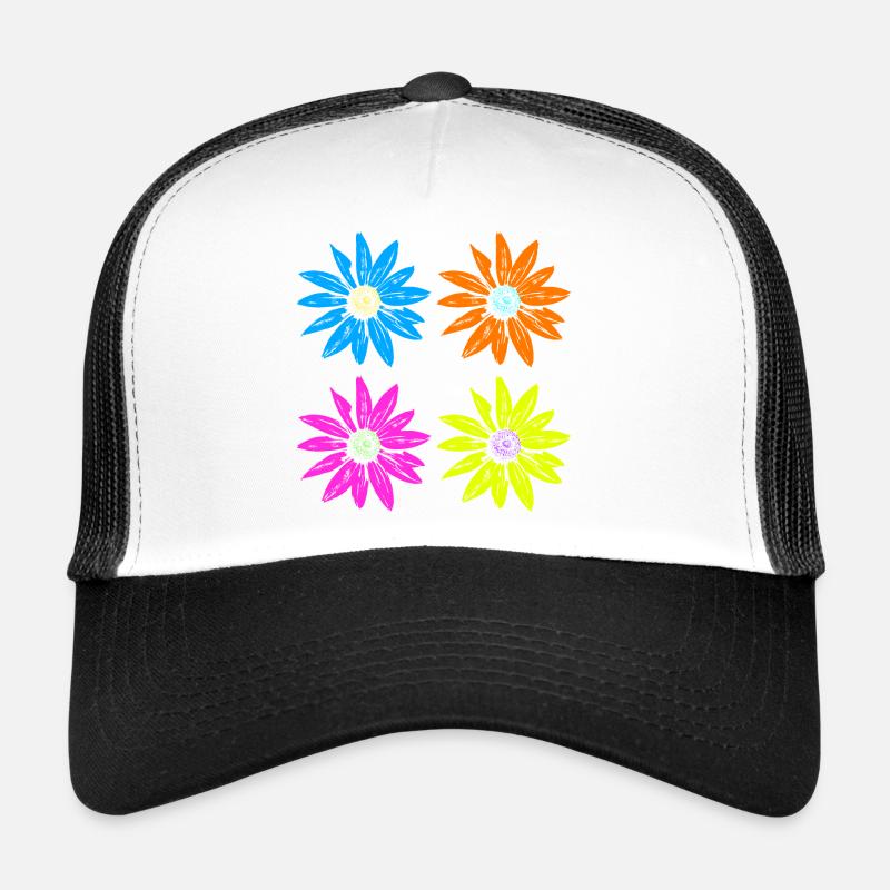 Floral Pop Art Four Colors Trucker Cap