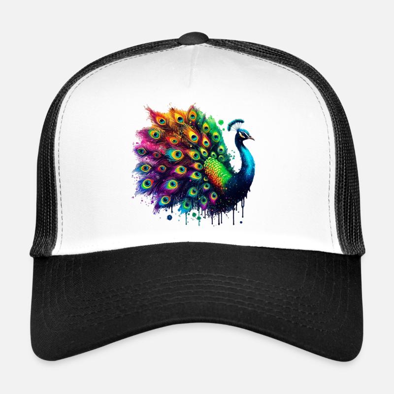 Pfau - Trucker Cap - Weiß/Schwarz