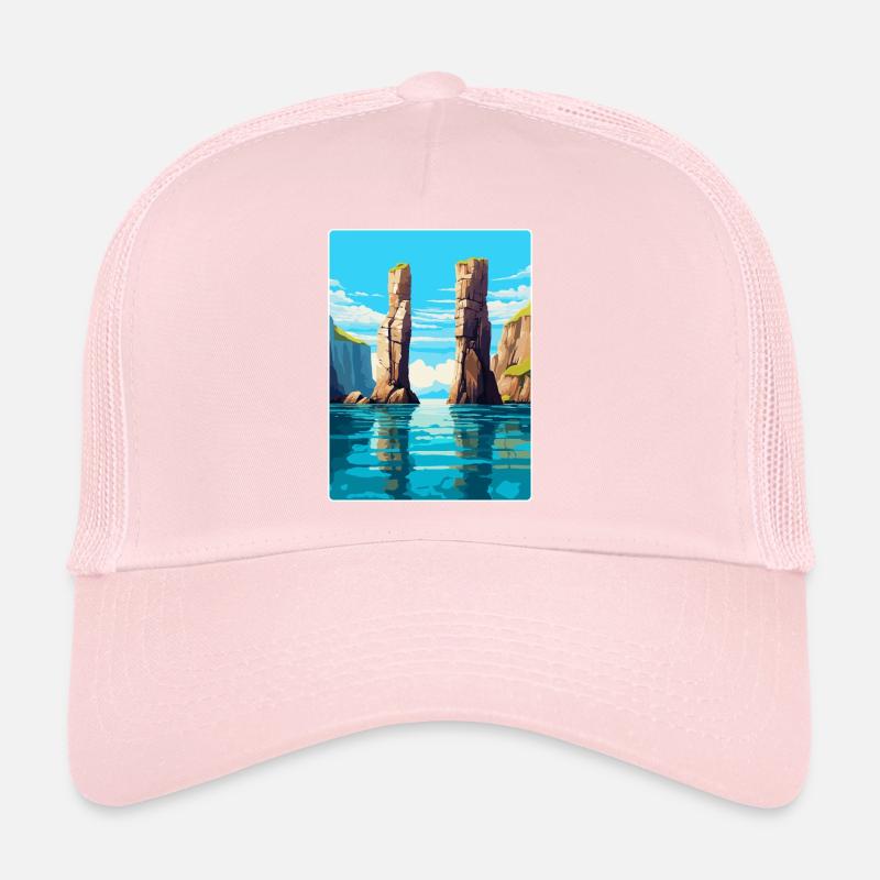 Affiche de voyage vintage Stack Rocks Pembrokeshire Casquette trucker 