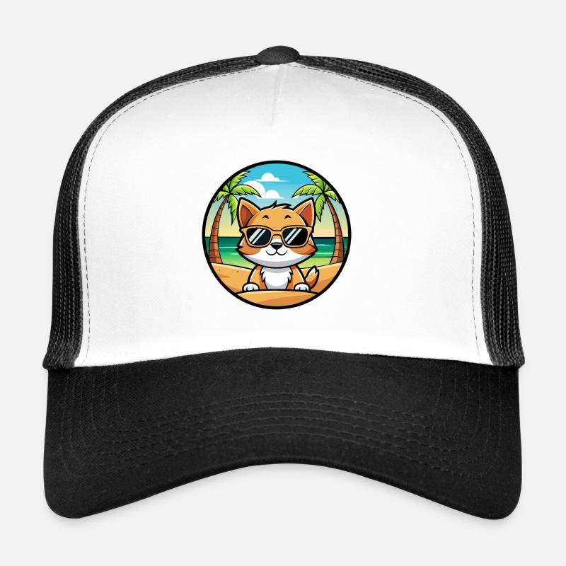 Kitten Funny Cartoon Summer Beach Sunglasses Cool Trucker Cap