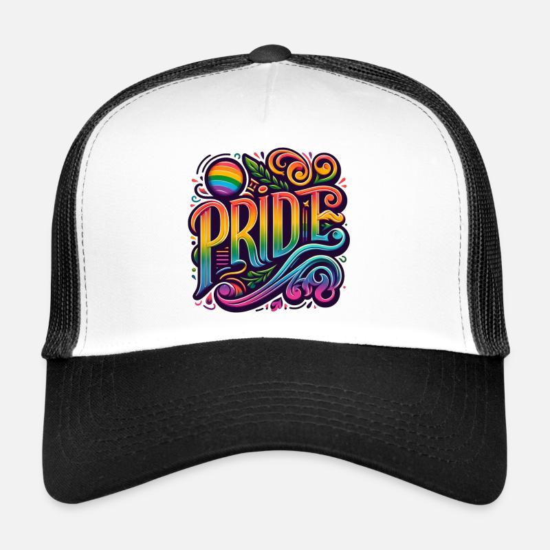Feiern Sie Liebe und Vielfalt mit Pride, LGBTQ+ - Trucker Cap - Weiß/Schwarz