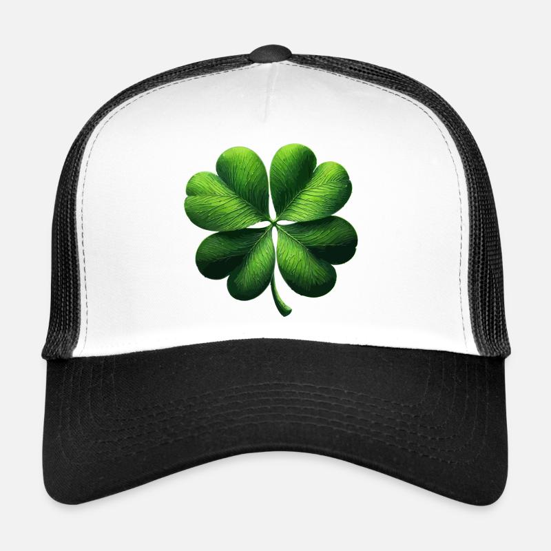 Vierblättriges Kleeblatt - Trucker Cap - Weiß/Schwarz