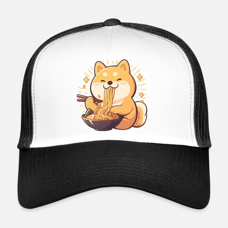 Chien qui mange des Ramens Casquette trucker 