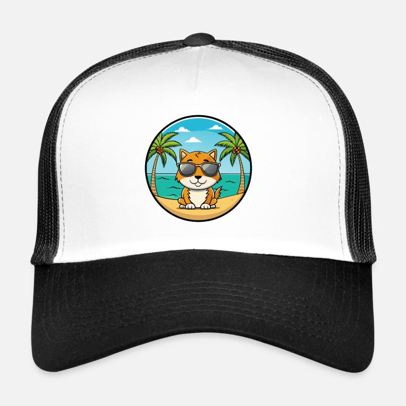 Chypre Chat Race Dessin Animé Lunettes De Soleil Plage Casquette trucker 