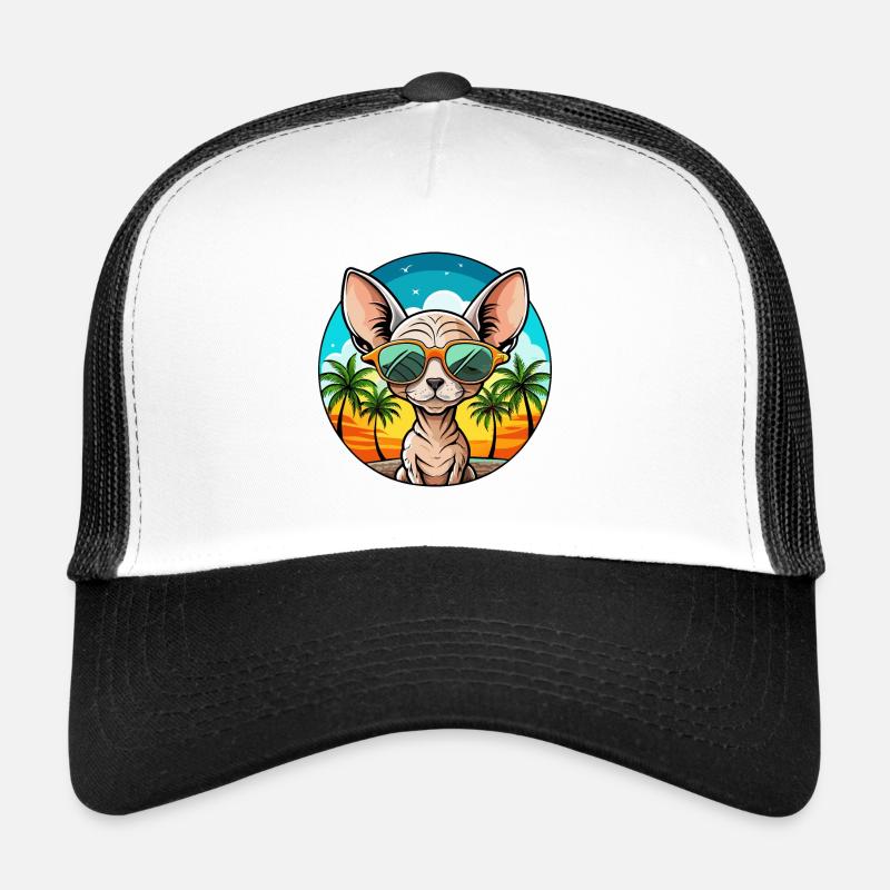 Devon Rex Cat Breed Cartoon Lunettes de soleil Beach Casquette trucker 