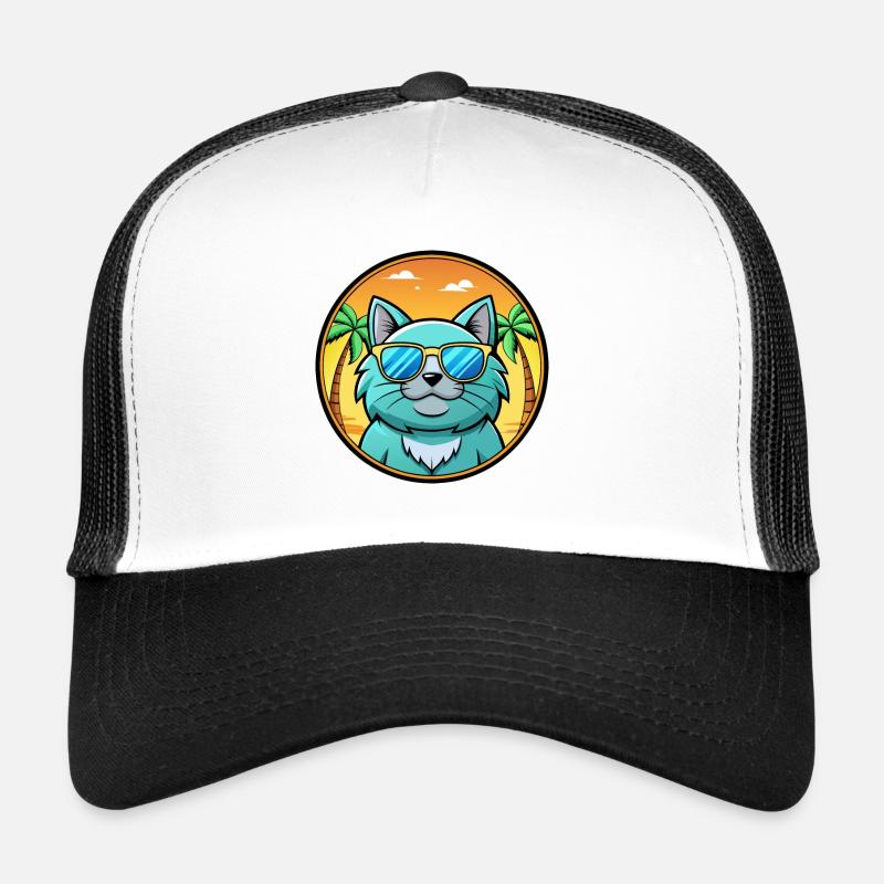 Chartreux Cat Breed Cartoon Sunglasses Beach Trucker Cap