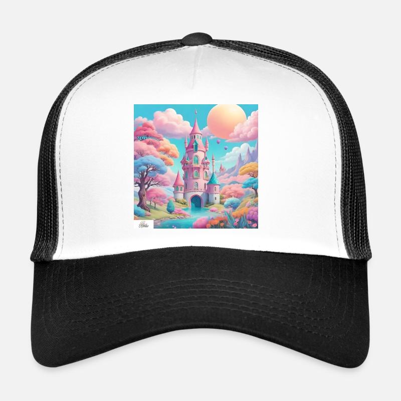 Pastellfarbene Schloss-Traumlandschaft Trucker Cap