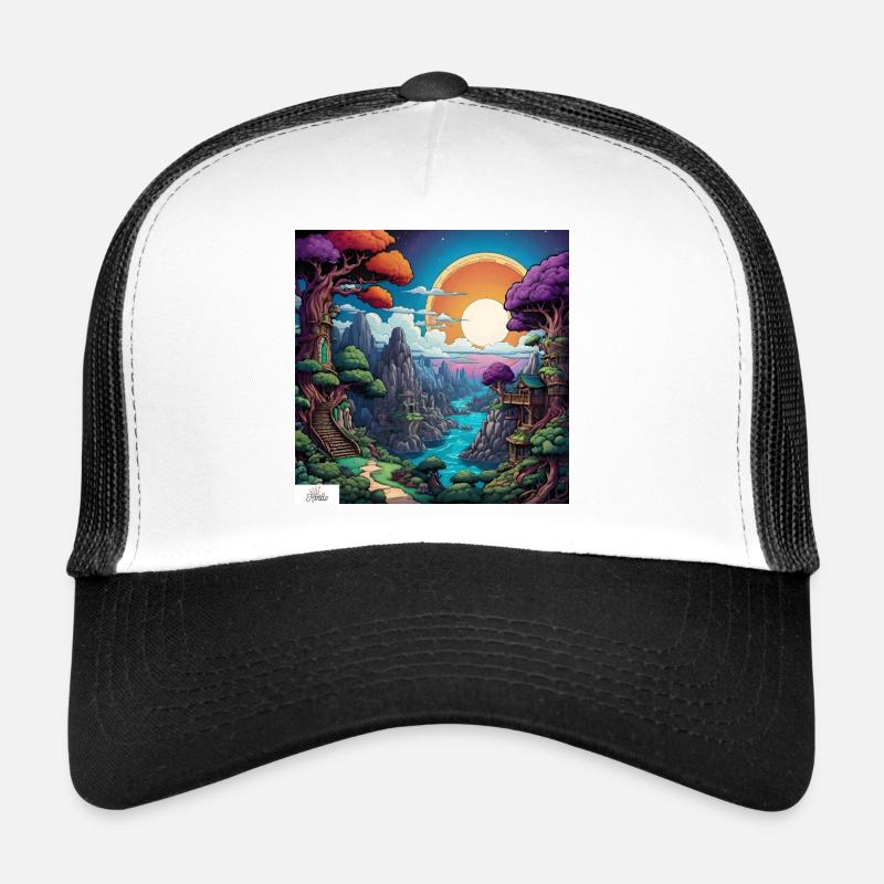 Paysage onirique du monde de la bande dessinée Casquette trucker 