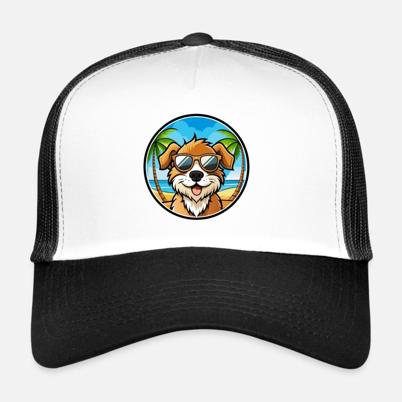 Spaniel Chien Race Dessin Animé Lunettes De Soleil Plage Casquette trucker 