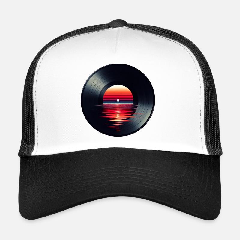 Vinyl LP Music Record, Retro Sunset Trucker Cap