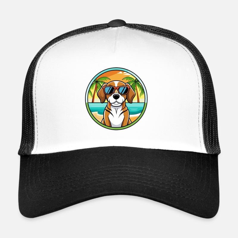 Beagle Harrier Chien Race Dessin Animé Lunettes de soleil Plage Casquette trucker 