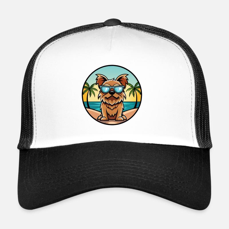 Brussels Griffon Dog Breed Cartoon Sunglass Beach Trucker Cap