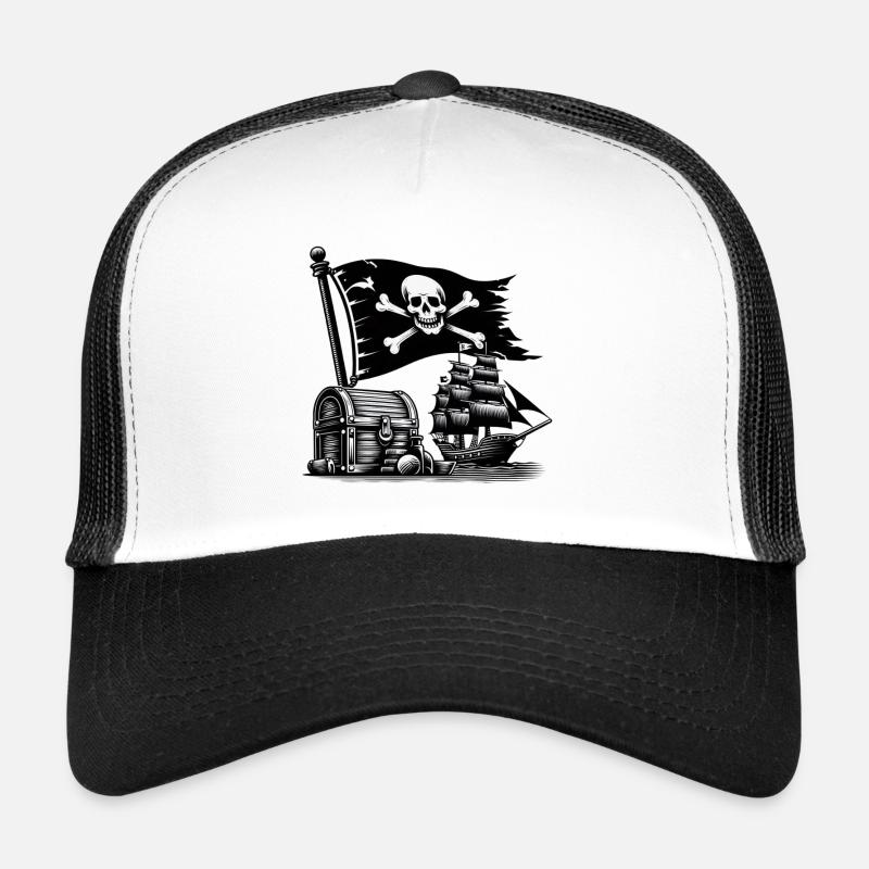 Pirate Adventure with Skull and Ship Trucker Cap