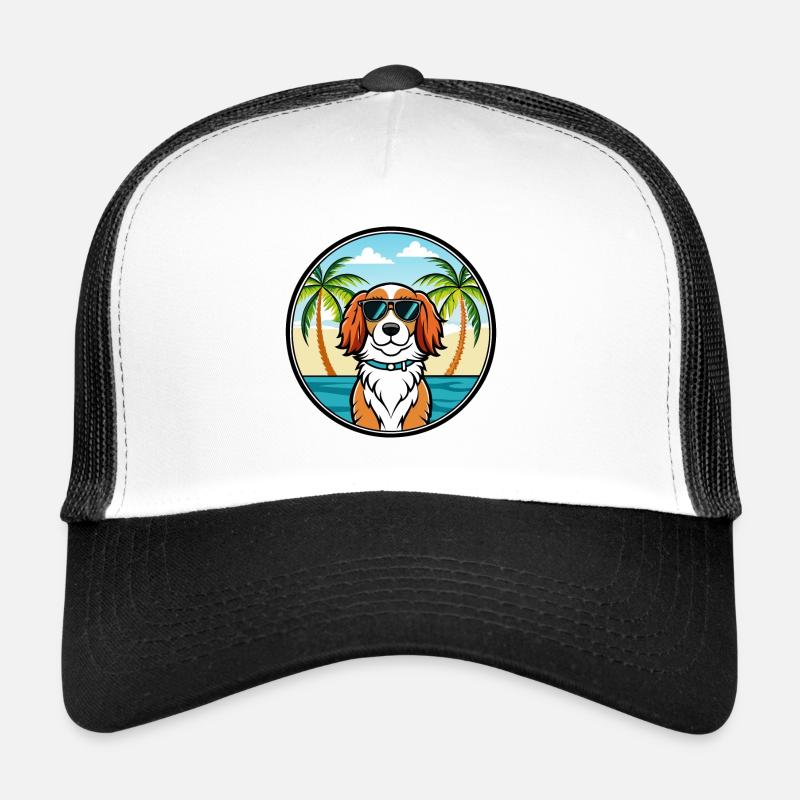 Welsh Springer Spaniel Dog Breed Cartoon Beach Trucker Cap